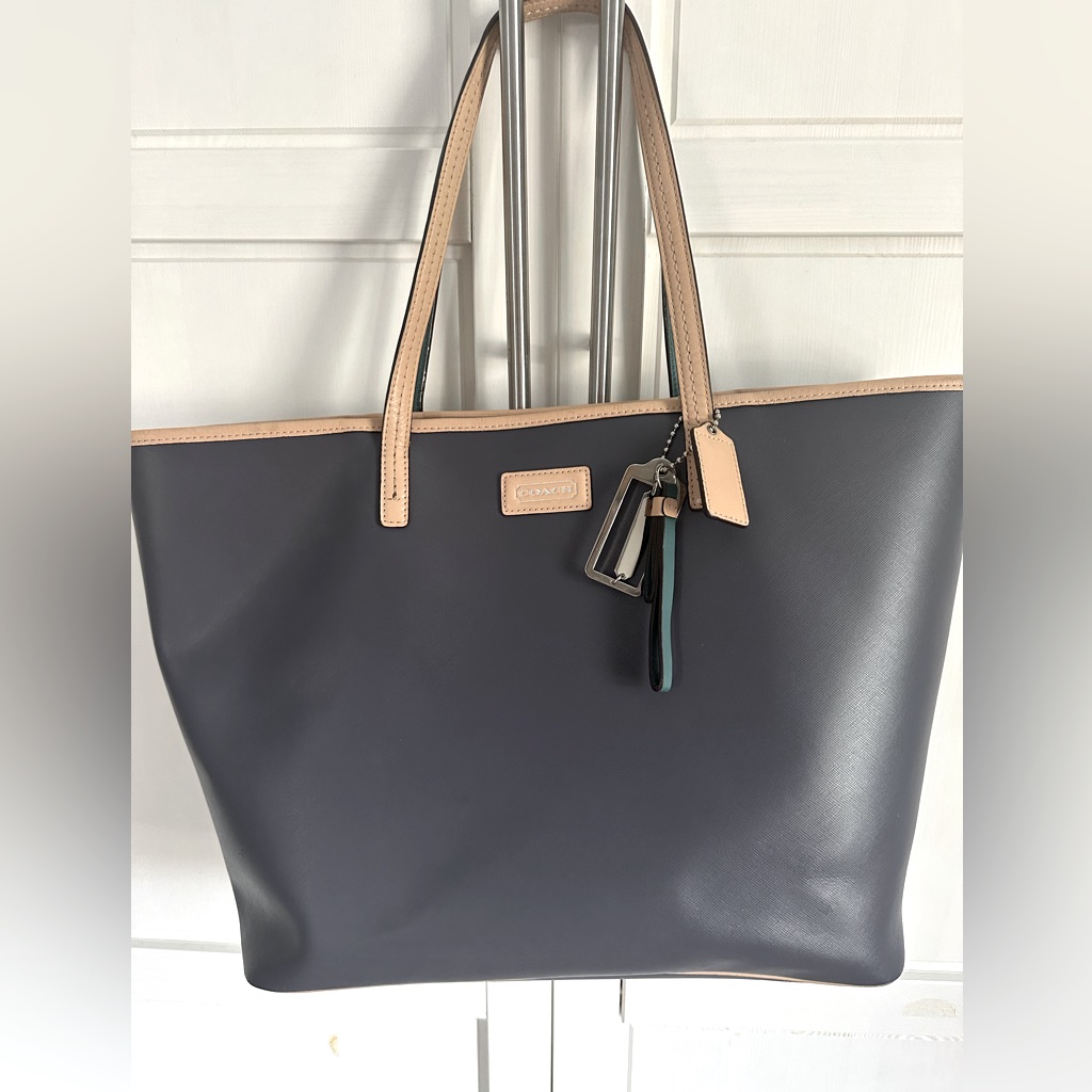 Coach Leather Navy Blue Tote